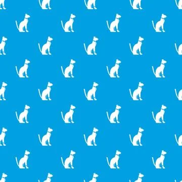 Egyptian cat pattern seamless blue Stock Illustration