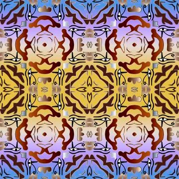 Egyptian eyes seamless pattern. Gradient background. Vector graphic illustration Stock Illustration