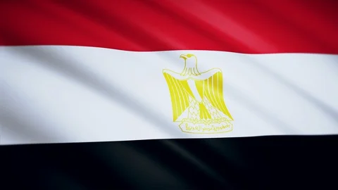 Egyptian flag close-up. 3D render. Fluttering in the wind. Looped video footage. Video stock 129395124