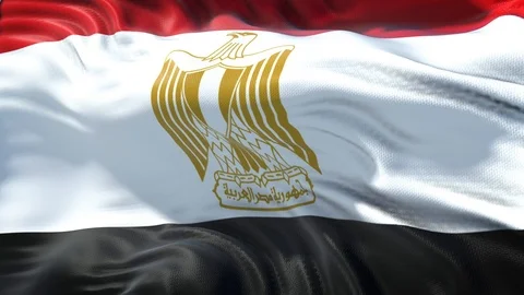 Egyptian Flag is Waving Against Blue Sky Stock Footage 115861153