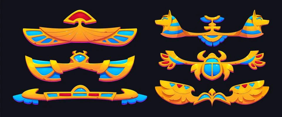 Egyptian game ui design elements Stock Illustration