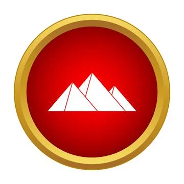 Egyptian giza pyramids icon with red background and gold frame Stock Illustration