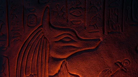 Egyptian God Anubis Lit Up From Below Stock Footage