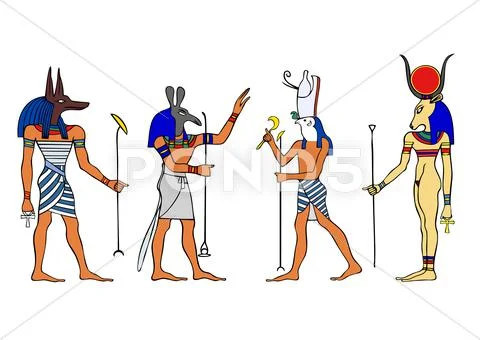 Egyptian gods and goddess Stock Illustration