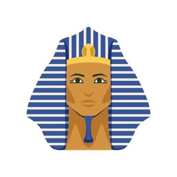 Egyptian golden Tutankhamen pharaoh mask, symbol of ancient Egypt vector Stock Illustration