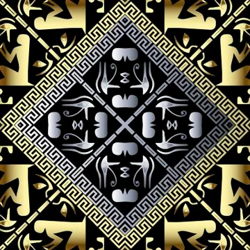 Egyptian hieroglyphs vector seamless pattern. African ethnic tribal style Illustrazione stock