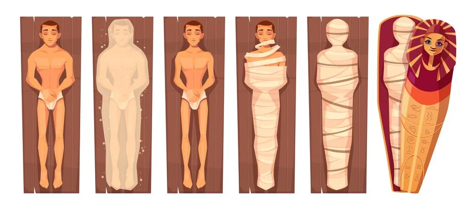 Egyptian mummy mummification process vector Stock Illustration