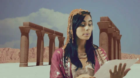 Egyptian pharoh lady decree ancient egypt Stock Footage