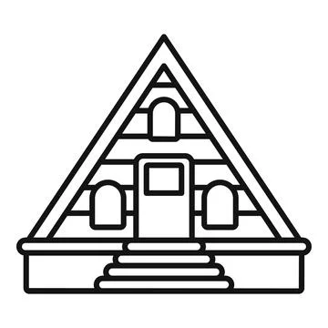 Egyptian pyramid building front view with stairs leading up to entrance Ilustração Stock