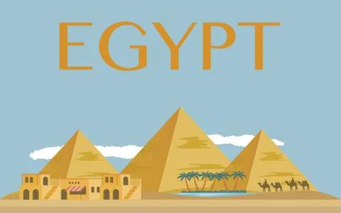 Egyptian pyramids in desert Stock Illustration