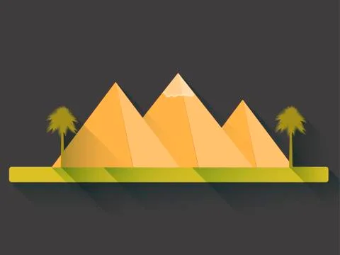Egyptian pyramids in flat style with long shadows Stock Illustration