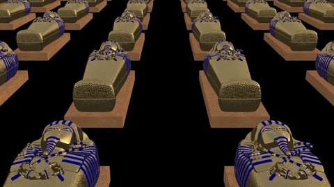 Egyptian sarcophagi of the pharaohs, Loop, Animation, Alpha Channel Stock Footage 76467952