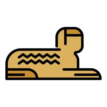 Egyptian sphinx side view icon color outline vector Stock Illustration
