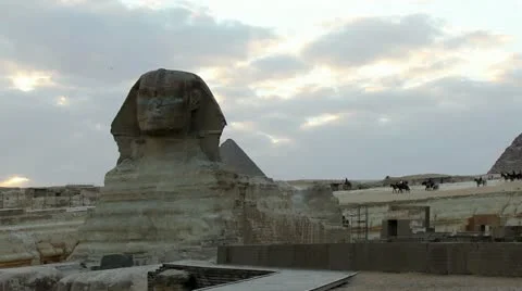 Egyptian Sphinx Sunset Time Lapse Stock Footage