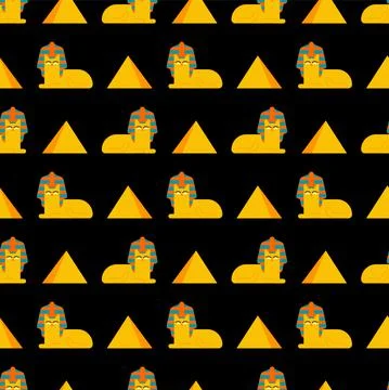 Egyptian sphynx cat pattern seamless. Egypt pet background. vector texture Stock Illustration