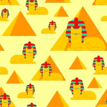 Egyptian sphynx cat pattern seamless. Egypt pet background. vector texture Illustrazione stock