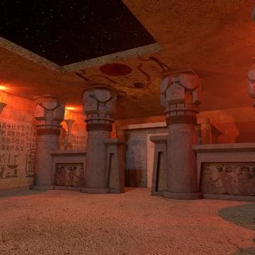 Egyptian Temple Night 3D Model