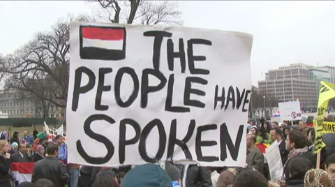 Egyptians protest in Washington, D.C.   Stock Footage 1068945