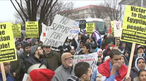 Egyptians protest in Washington, D.C.   Stock Footage 1069082