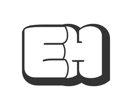 EH logo, bubble comic lettering, rounded in graffiti style black and white .. Stock Illustration