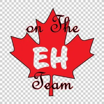 To On The Eh Team Maple Leaf black white typography symbol Stock Illustration