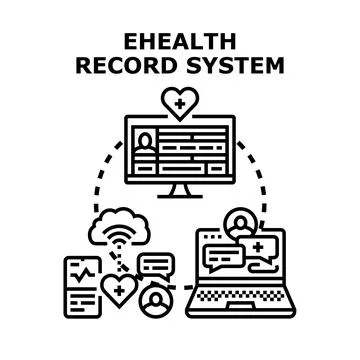 Ehealth record system concept for digital healthcare Stock Illustration