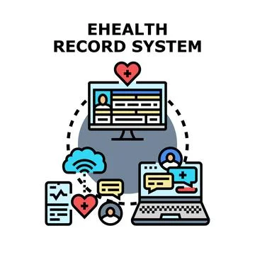 Ehealth record system concept for digital healthcare Stock Illustration
