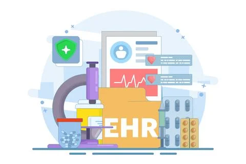 EHR - Electronic Medical Record 스톡 일러스트