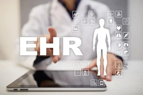 EHR, EMR, Electronic health record. Medical and technology concept. Stock Photos
