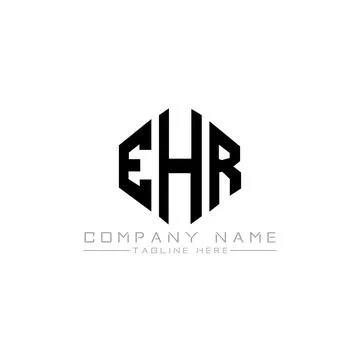 EHR letter logo design with polygon shape. EHR polygon and cube shape logo .. Stock Illustration