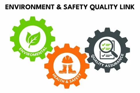 EHS Gears Showing Interconnection for Safety and Quality Reports Иллюстрация