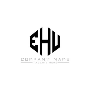 EHU letter logo design with polygon shape. EHU polygon and cube shape logo .. Stock Illustration