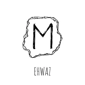 Ehwaz rune written on a stone. Vector illustration. Isolated on white. Stock Illustration