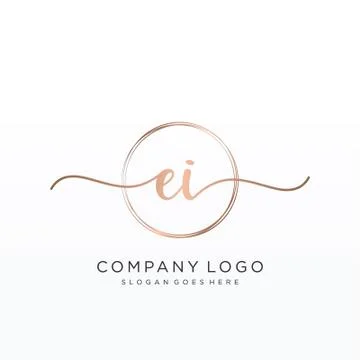 EI Initial handwriting logo design Illustrazione stock