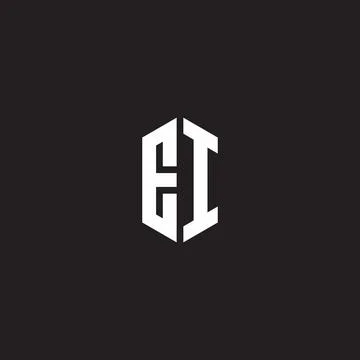 EI Logo monogram with hexagon shape style design template Illustrazione stock