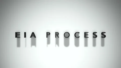 EIA Process 3D title animation matte black text on a white background Stock Footage 300716888