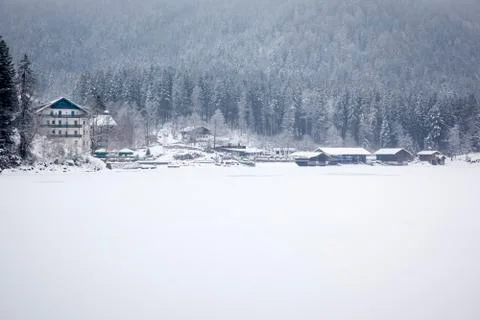Eibsee winter Stock Photos