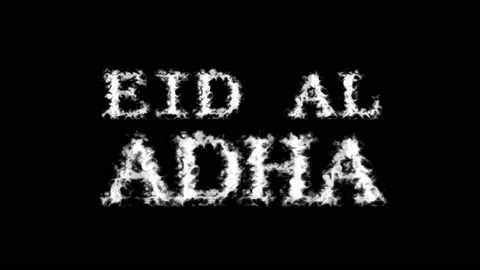 Eid Al Adha cloud text effect black isolated background Stock Footage 139640994