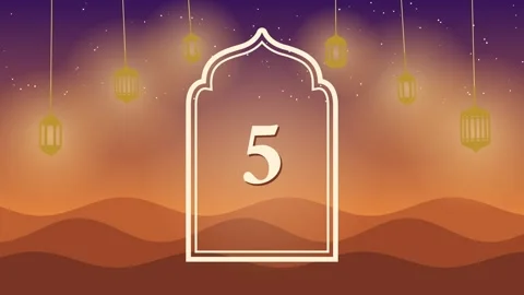 Eid al Adha countdown from 10 to 0 with glowing hanging lanterns and Islamic 库存影片 348302593