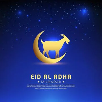 Eid al adha design with starry night background and shinny crescent moon Stock Illustration