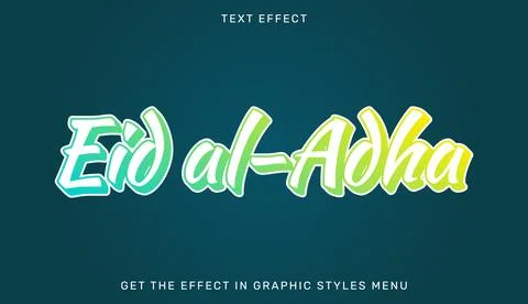 Eid al-Adha editable text effect in 3d style Stock Illustration