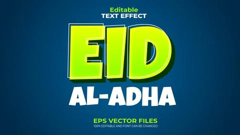 Eid Al-Adha EPS Editable Text Effect and font can be changed 스톡 일러스트