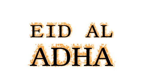 Eid Al Adha fire text effect white isolated background Stock Footage 137898901