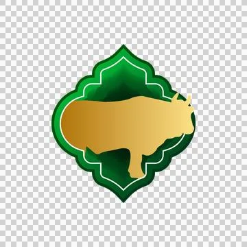 Eid al adha gradient icon infographic with gold buffalo shape design Stock Illustration