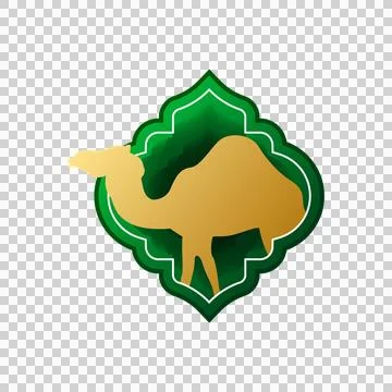 Eid al adha gradient icon infographic with gold camel shape design Illustrazione stock