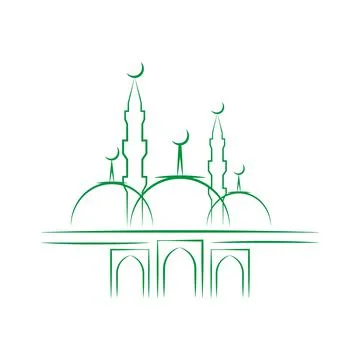 Eid Al Adha. Lettering composition of moslim holy month with mosque building. 스톡 일러스트