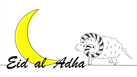 Eid al adha linear sheep and moon Vídeo Stock 201645240