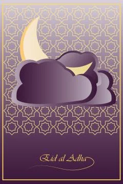 Eid al adha moon with clouds detailed style icon vector design Ilustração Stock