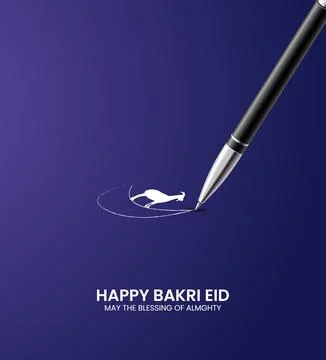 Eid Al Adha Mubarak. Creative design for social media. 3D illustrations Stock Illustration