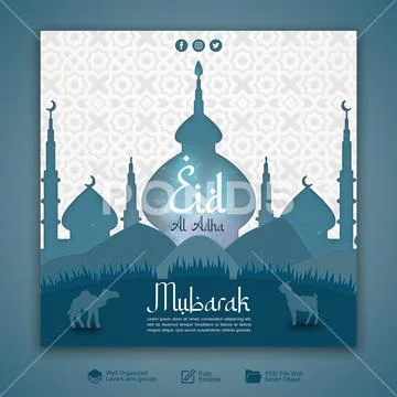 Eid Al Adha Mubarak Islamic Festival Social media Post Template PSD Template